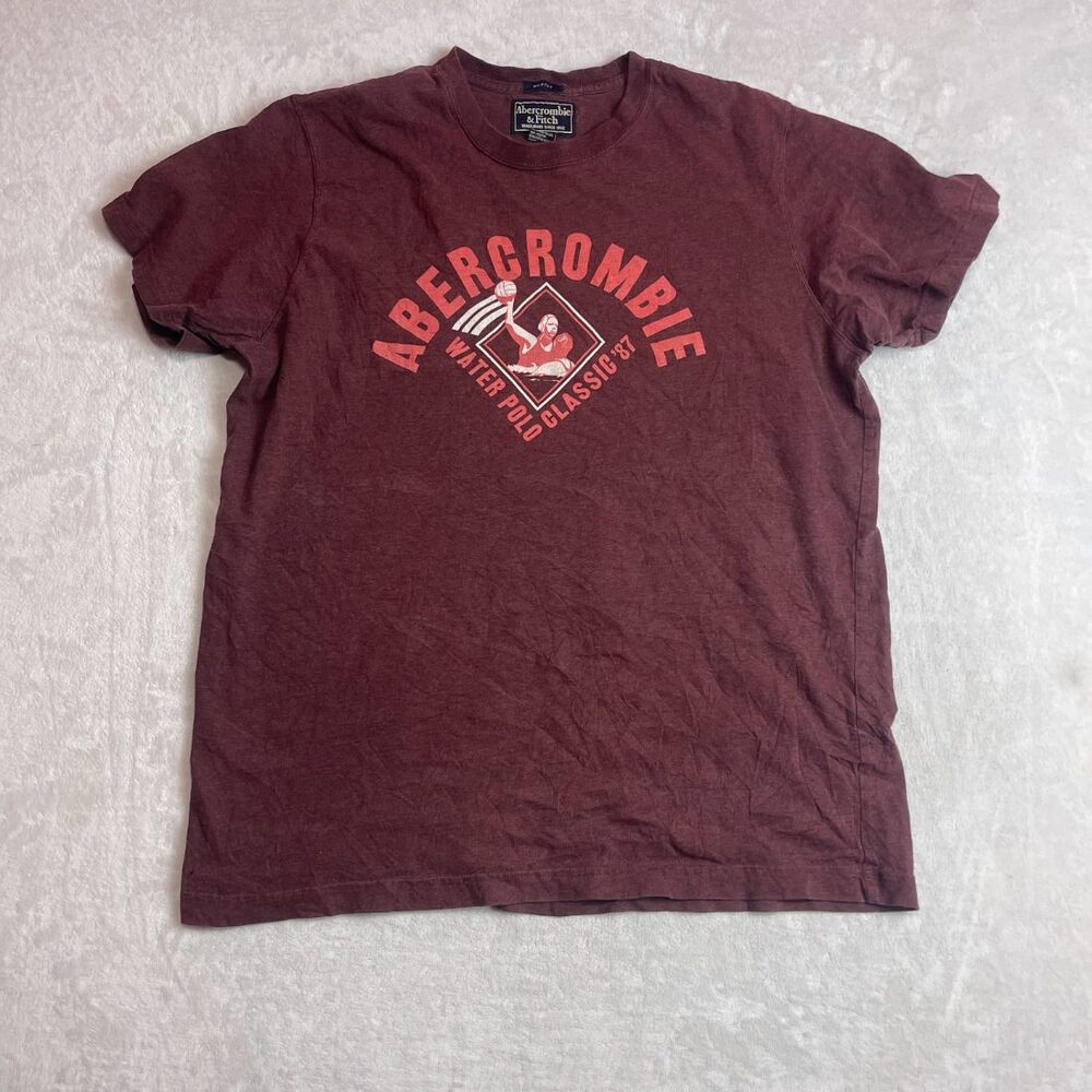 Abercrombie & Fitch Water Polo Classic Men's Burgundy T-Shirt Size XL Muscle Fit